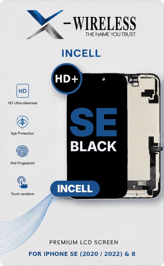 X-Wireless incell HD+ LCD screen — Incell LCD Screen Assembly for iPhone SE (2020 / 2022) & iPhone 8 — Black